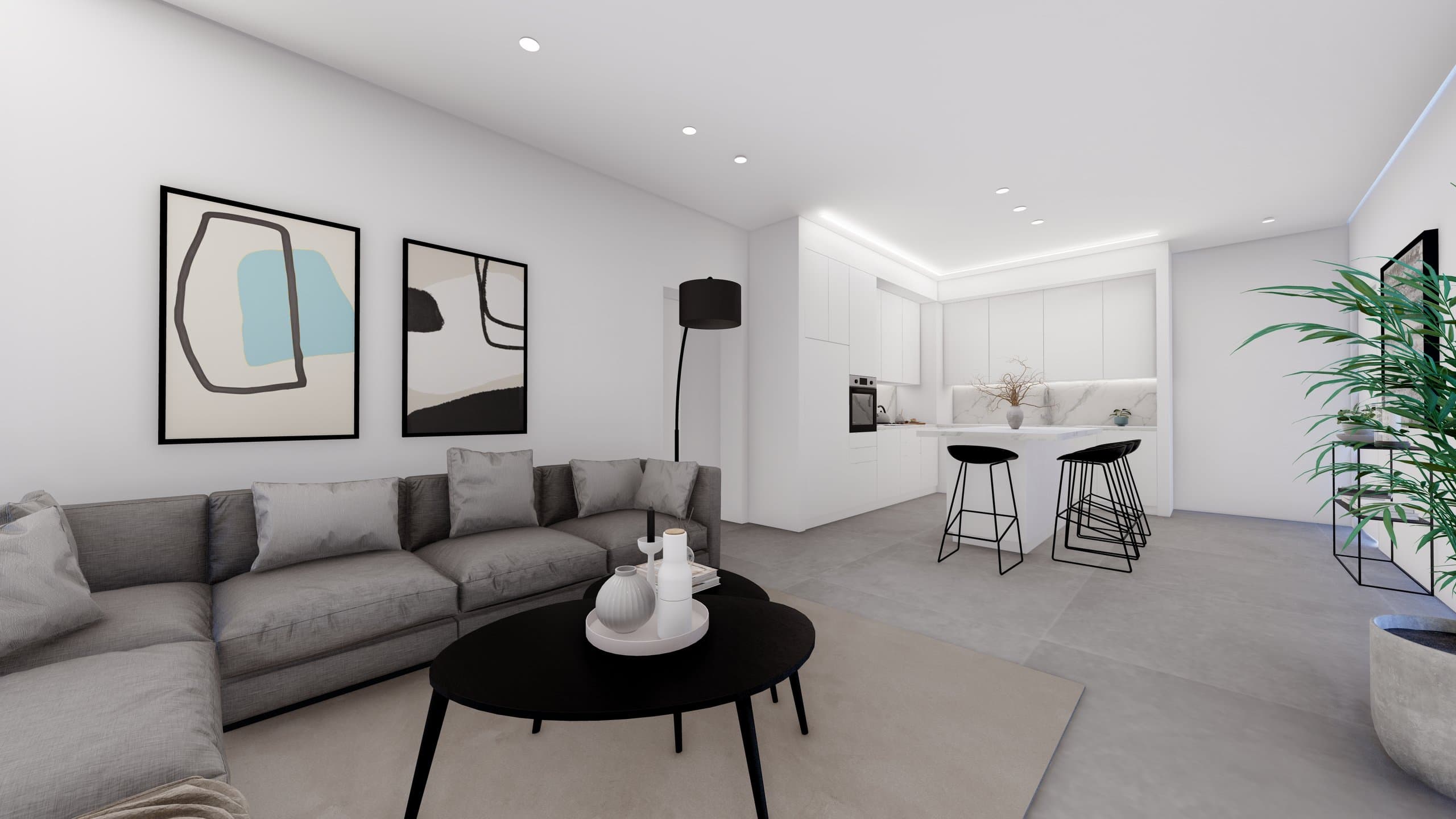 Drawing of a Simplicity 3 living room